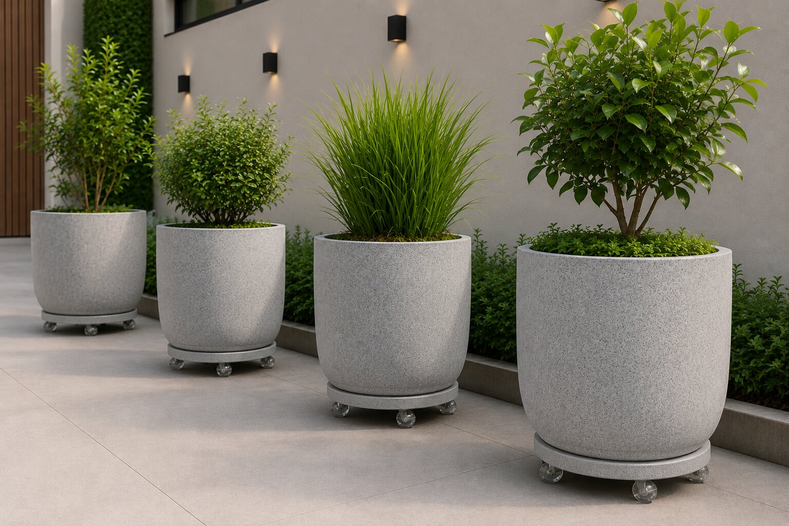 Suporte com Rodas para Vasos em polietileno — Mirage Decor