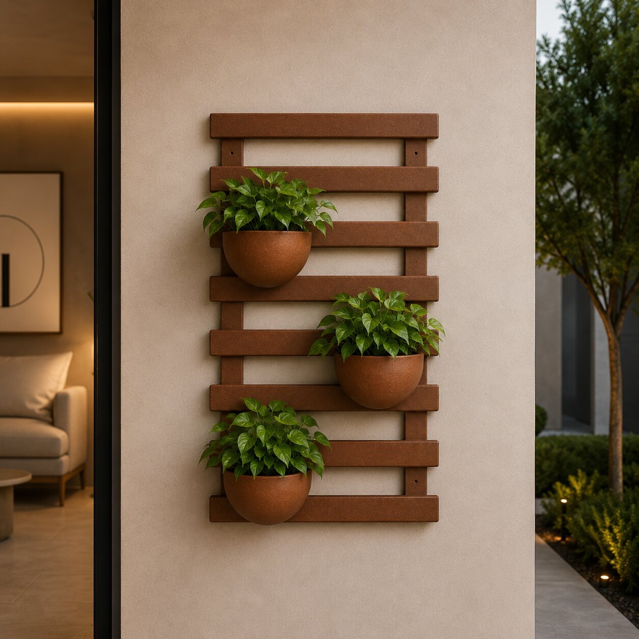 Treliça p/ Jardim Vertical 96x60cm — vaso de polietileno Mirage Decor